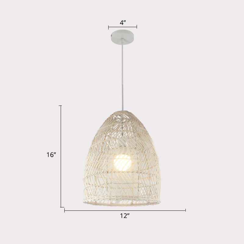 Sospensione rattan artigianale semplicità a ciondolo in legno a 1 luce per il ristorante