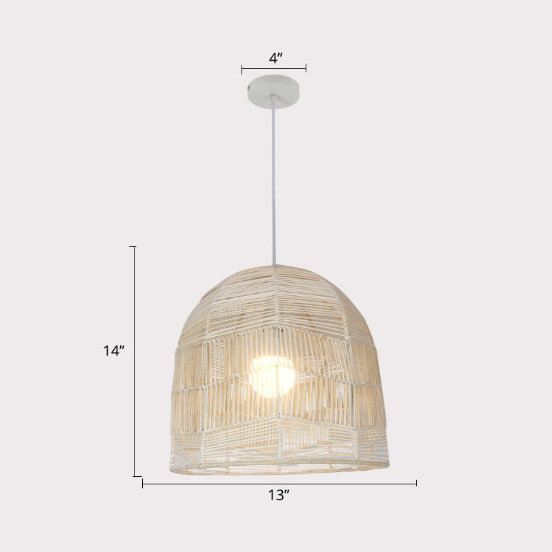 Sospensione rattan artigianale semplicità a ciondolo in legno a 1 luce per il ristorante