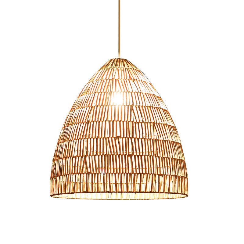 Basket Ceiling Light Modern Style Rattan Single Tea Room Hanging Pendant Light in Wood