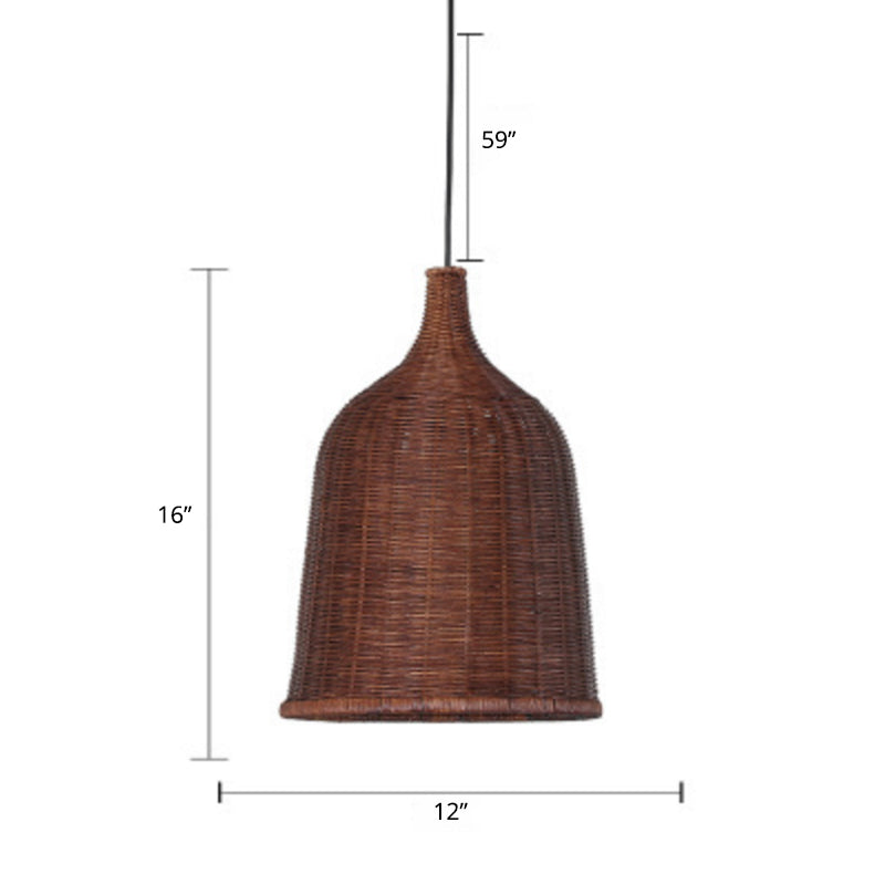 Basket Suspension Lighting Minimalist Rattan 1 Head Restaurant Pendant Ceiling Light