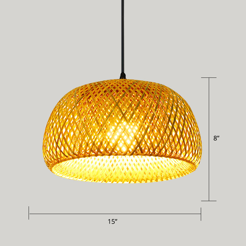 Luce sospensione rattan investita semplicità a 1 illuminazione a pendente in legno a pendente