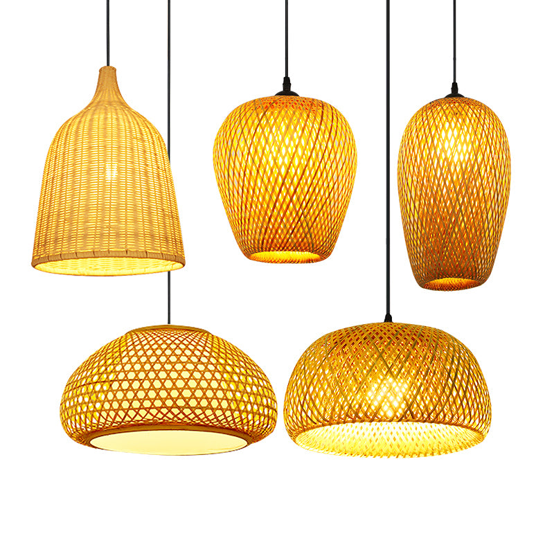 Luce sospensione rattan investita semplicità a 1 illuminazione a pendente in legno a pendente