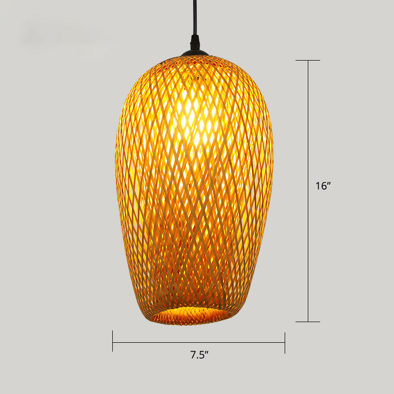 Luce sospensione rattan investita semplicità a 1 illuminazione a pendente in legno a pendente