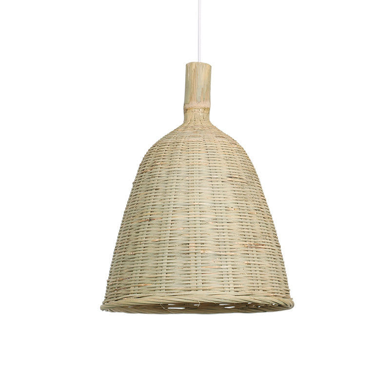 Funnel Tea Room Suspension Light Bamboo 1-Light Simplicity Pendant Light Fixture in Wood