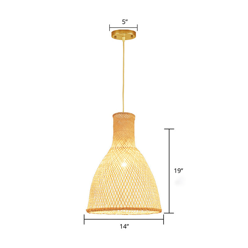 Illuminazione sospensione di bambù fatta a mano Minimalist 1 testa a sospensione in legno Light per sala da tè