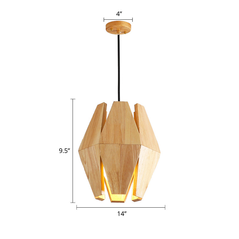 South-east Asia Shaded Ceiling Light Wood Single Restaurant Hanging Pendant Lighting