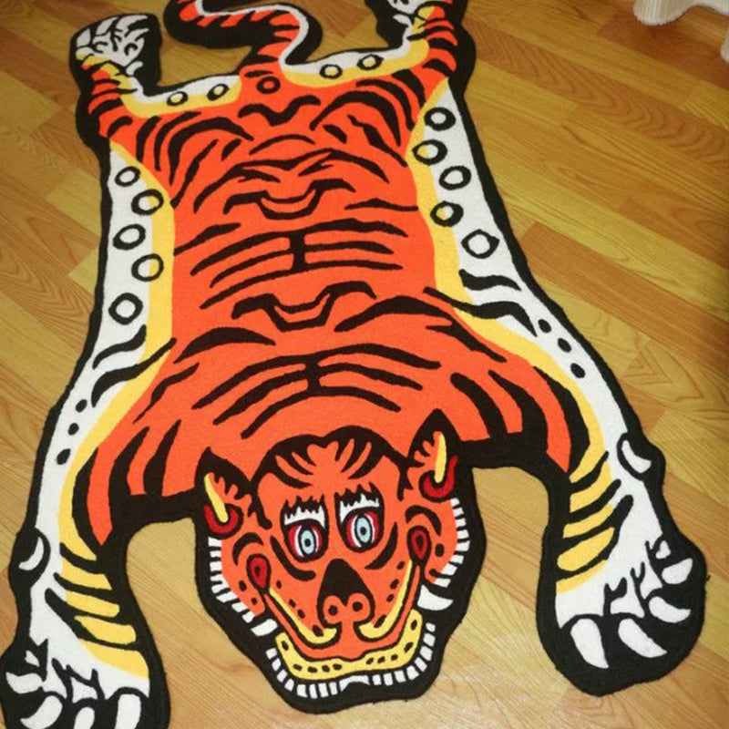 Rapis de peau de tigre de forme irrégulière Tapis d'intérieur créatif multicolo