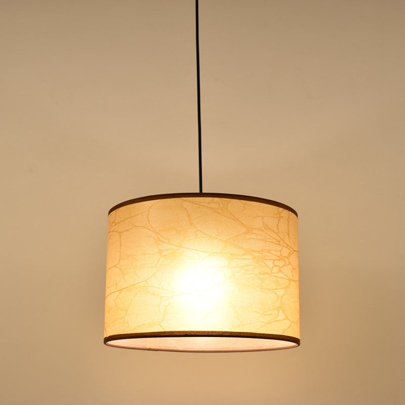 Single Ceiling Light Vintage Drum Shade Fabric Hanging Pendant Light for Restaurant