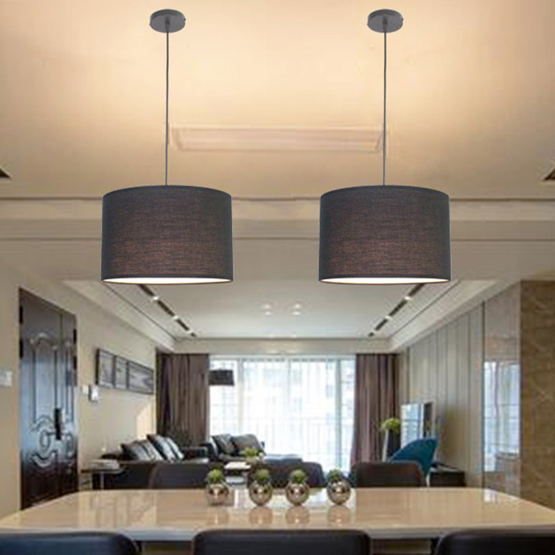 Minimalism Drum Suspension Light Single-Bulb Fabric Pendant Light Fixture for Restaurant