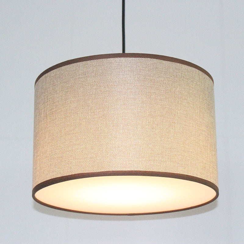 Minimalism Drum Suspension Light Single-Bulb Fabric Pendant Light Fixture for Restaurant