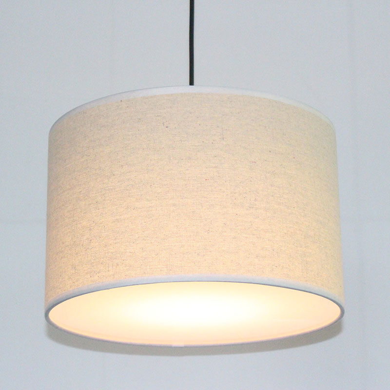 Minimalism Drum Suspension Light Single-Bulb Fabric Pendant Light Fixture for Restaurant