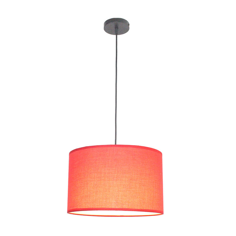 Minimalism Drum Suspension Light Single-Bulb Fabric Pendant Light Fixture for Restaurant