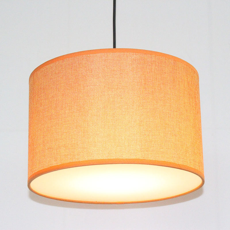 Minimalism Drum Suspension Light Single-Bulb Fabric Pendant Light Fixture for Restaurant