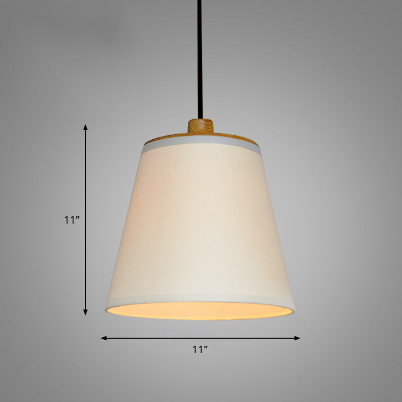 Bucket Fabric Ceiling Lighting Simplicity 1-Light Dining Room Hanging Lamp in White