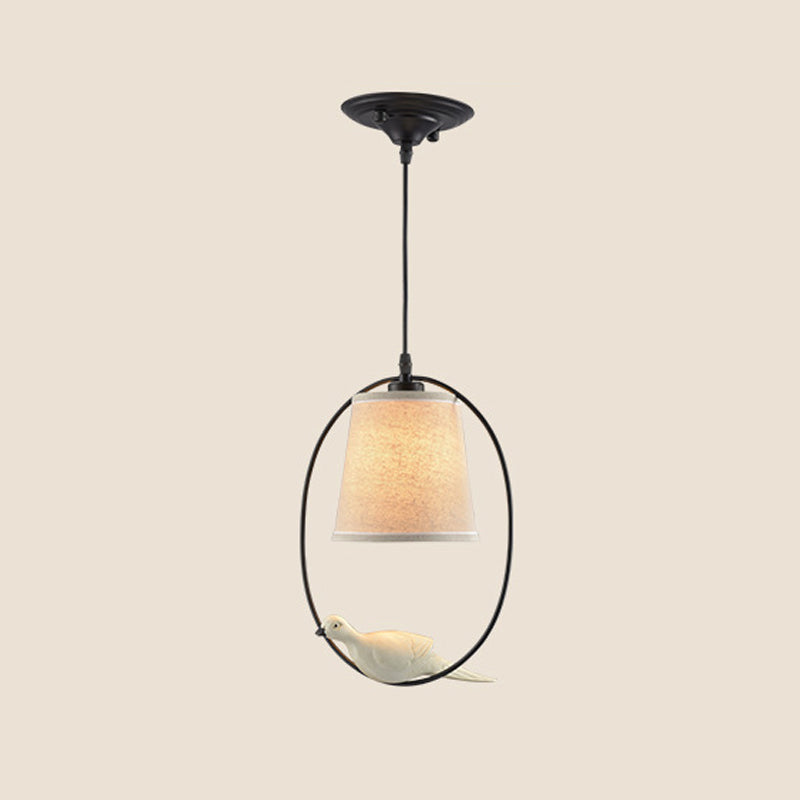 Fabric Tapered Suspension Lighting Classic Single-Bulb Dining Room Pendant Ceiling Light