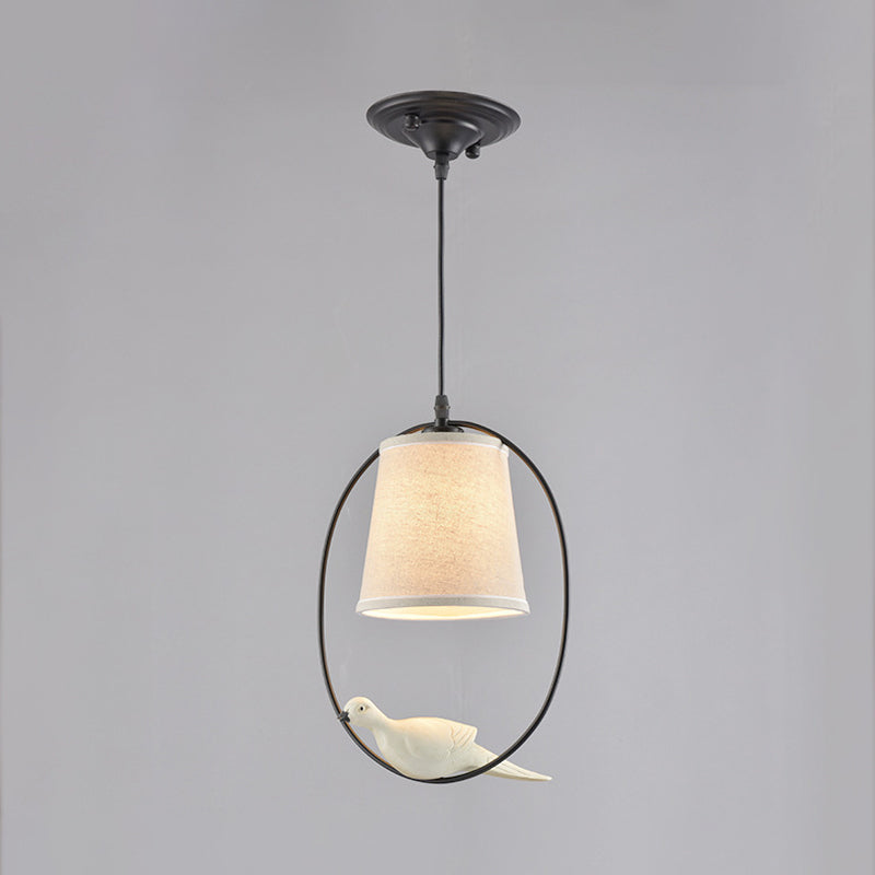 Fabric Tapered Suspension Lighting Classic Single-Bulb Dining Room Pendant Ceiling Light