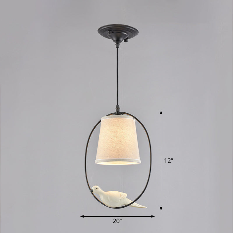 Fabric Tapered Suspension Lighting Classic Single-Bulb Dining Room Pendant Ceiling Light