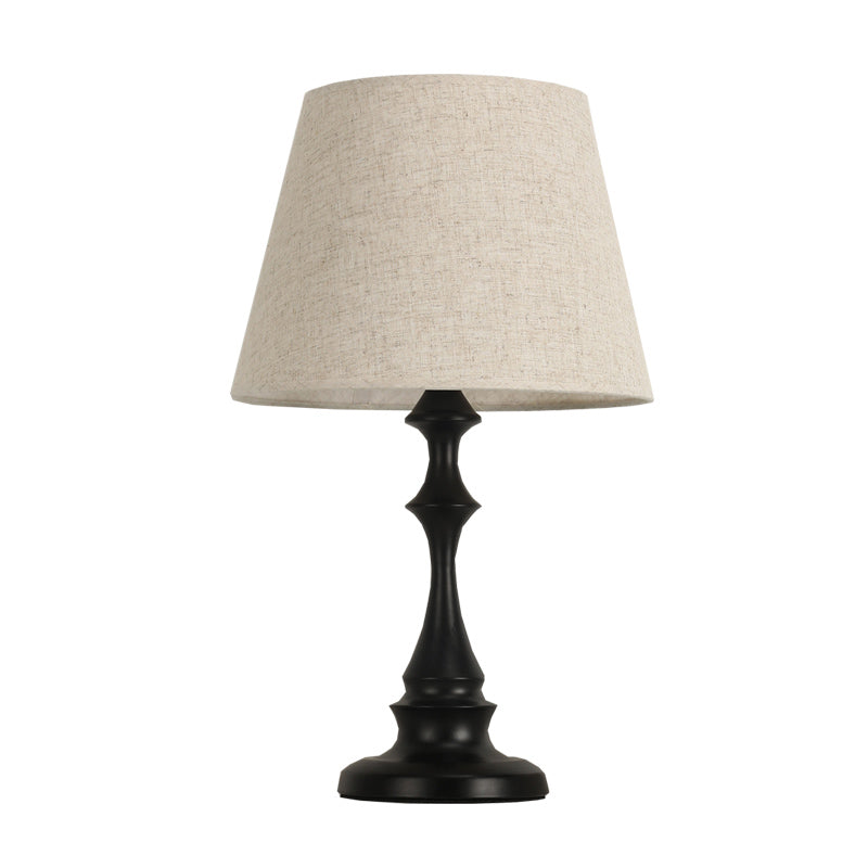 Baluster Iron Nightstand Lamp Minimalism 1-Light Bedside Table Light with Tapered Fabric Shade