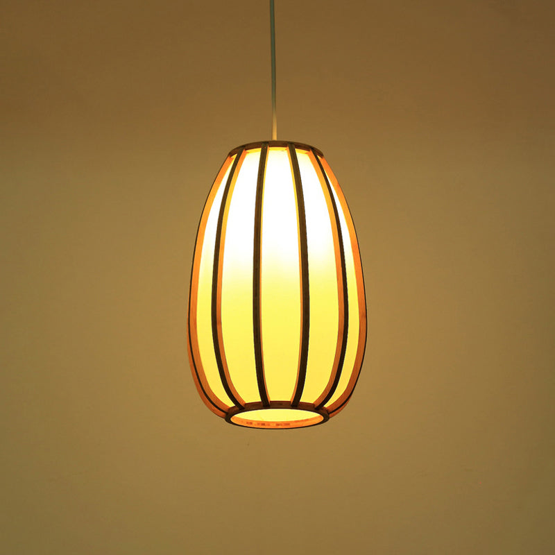 South-East Asia Barrel Affermazione Light Bamboo Single Restaugge a sospensione Luce a sospensione in legno