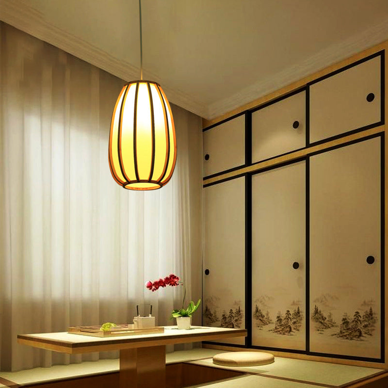 South-East Asia Barrel Affermazione Light Bamboo Single Restaugge a sospensione Luce a sospensione in legno