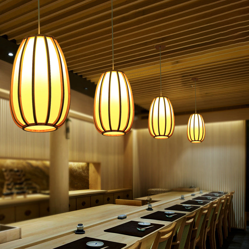 South-East Asia Barrel Affermazione Light Bamboo Single Restaugge a sospensione Luce a sospensione in legno