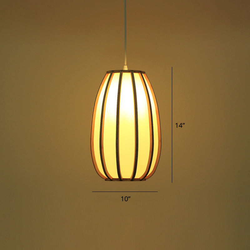 South-East Asia Barrel Affermazione Light Bamboo Single Restaugge a sospensione Luce a sospensione in legno