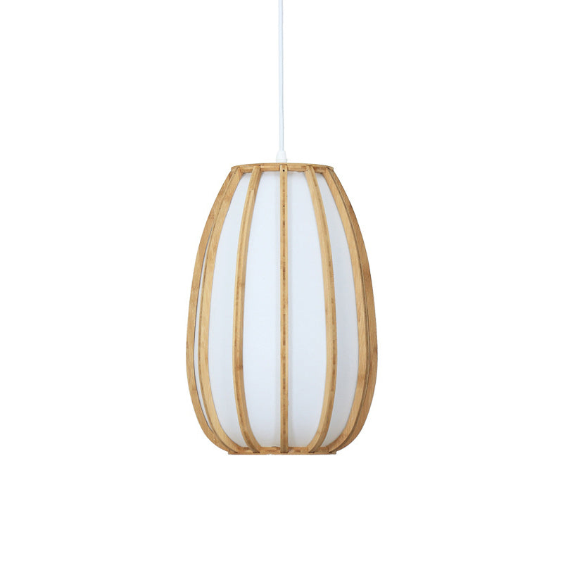 South-East Asia Barrel Affermazione Light Bamboo Single Restaugge a sospensione Luce a sospensione in legno