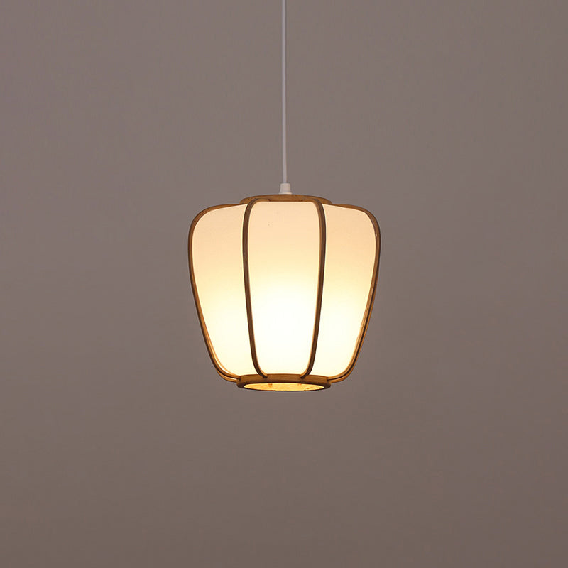 Handwoven Pendant Light Contemporary Bamboo Single-Bulb Wood Suspension Light Fixture