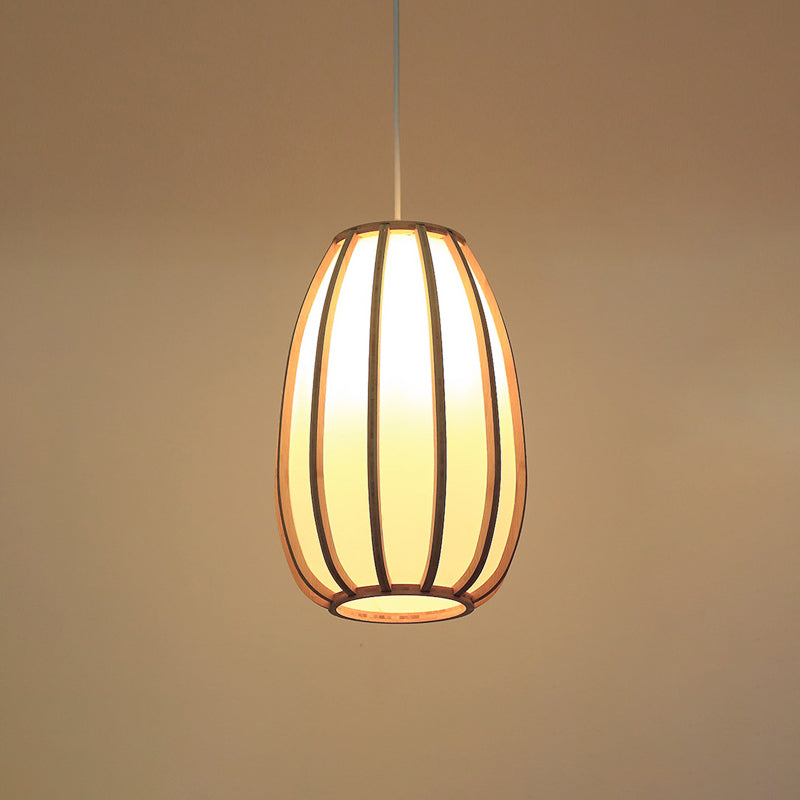 Handwoven Pendant Light Contemporary Bamboo Single-Bulb Wood Suspension Light Fixture