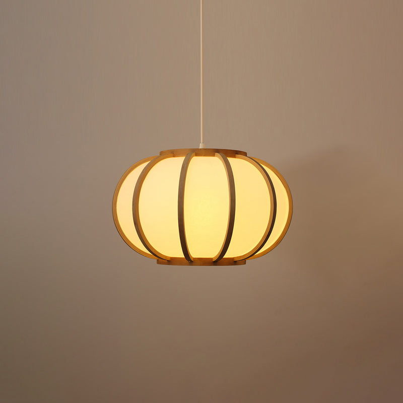 Handwoven Pendant Light Contemporary Bamboo Single-Bulb Wood Suspension Light Fixture