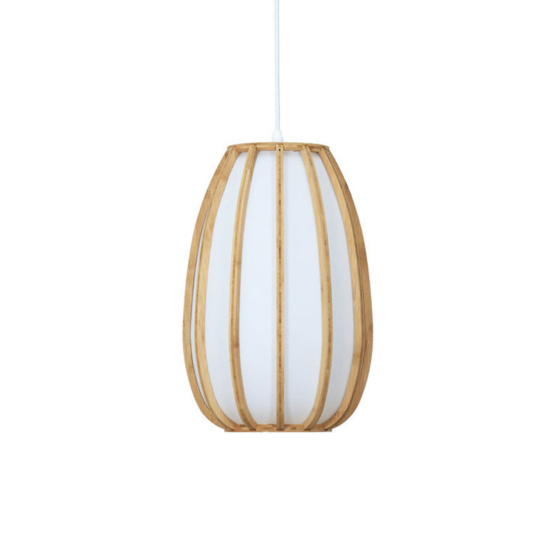 Simplicité suspension de tambour incurvé Bambou 1-lumière du pendant de la salle de thé en bois en bois