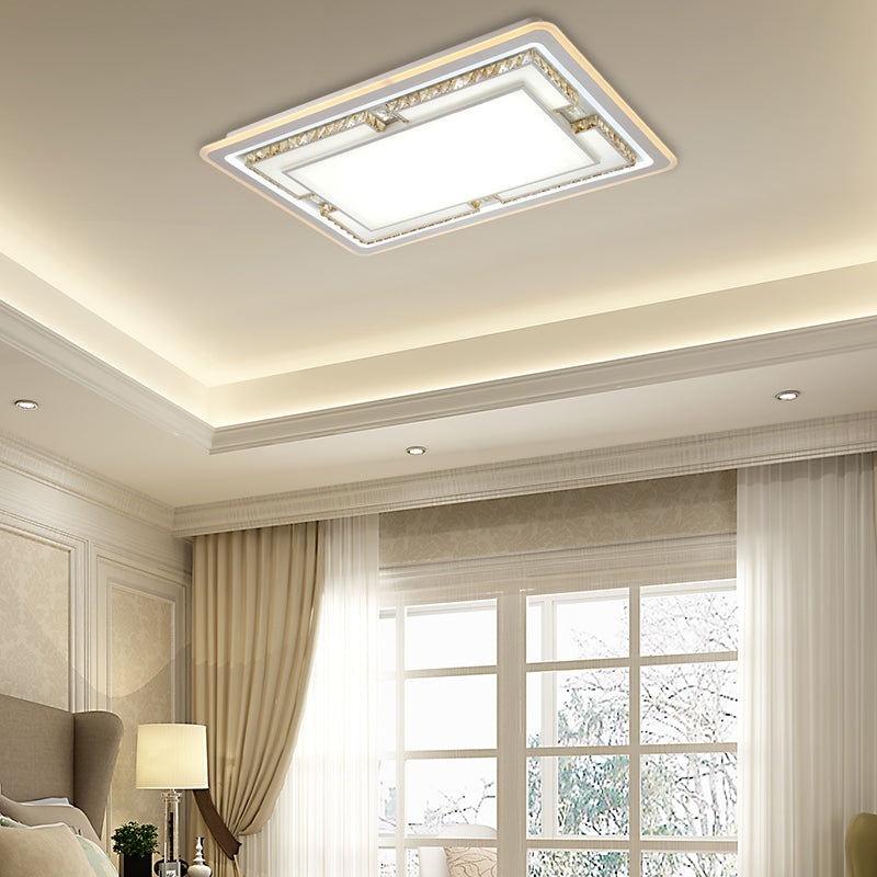 Minimalistische LED plafond lichte armatuur Rechthoekige Crystal Flush Mount Verlichting in het wit