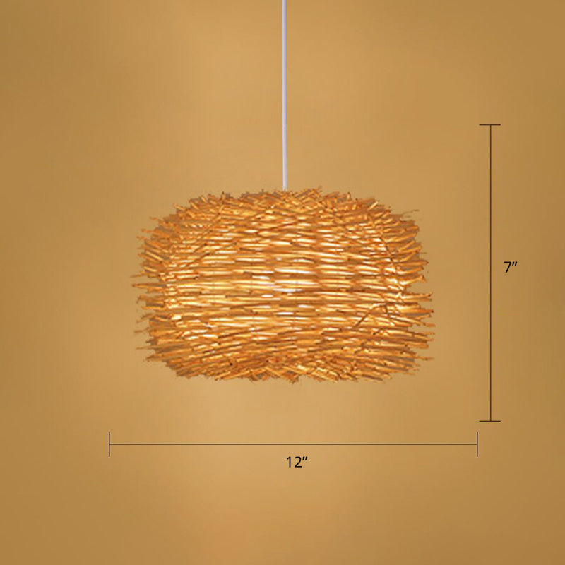 Luce a sospensione fatta a mano in legno Simplicità a ciondolo in bambù a 1 luce per il ristorante