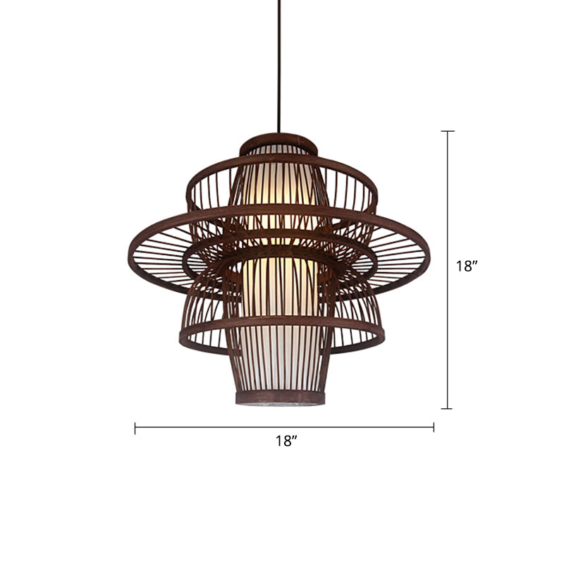 Weaving Restaurant Affermazione Bamboo Bamboo Single Modern Impiccance Light in Coffee