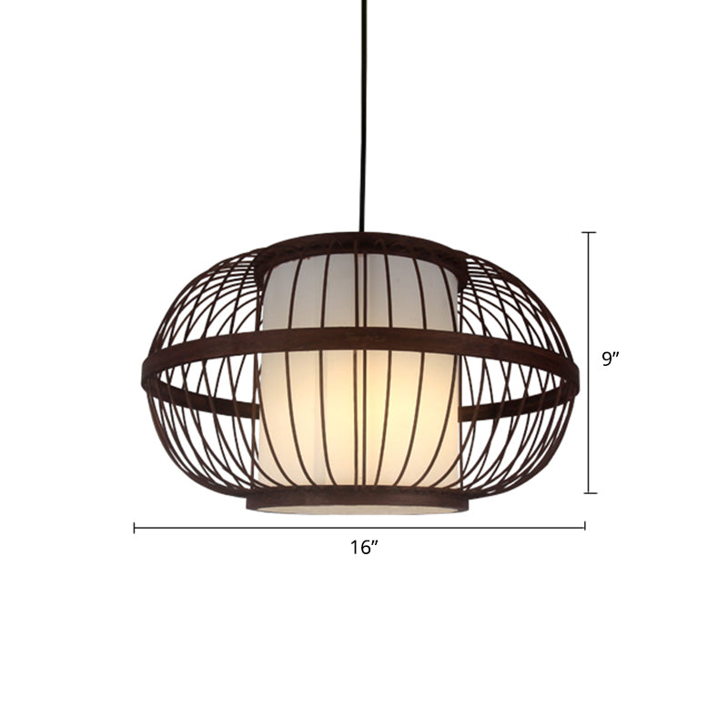 Weaving Restaurant Affermazione Bamboo Bamboo Single Modern Impiccance Light in Coffee