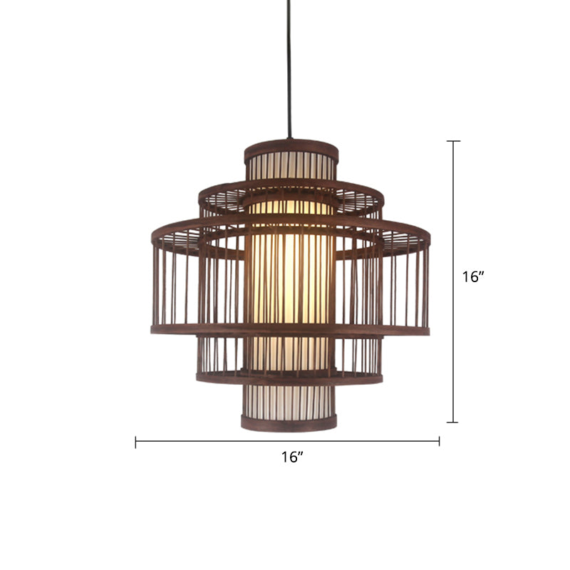 Weaving Restaurant Affermazione Bamboo Bamboo Single Modern Impiccance Light in Coffee