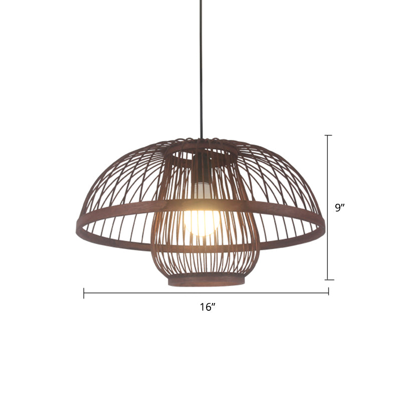 Weaving Restaurant Affermazione Bamboo Bamboo Single Modern Impiccance Light in Coffee