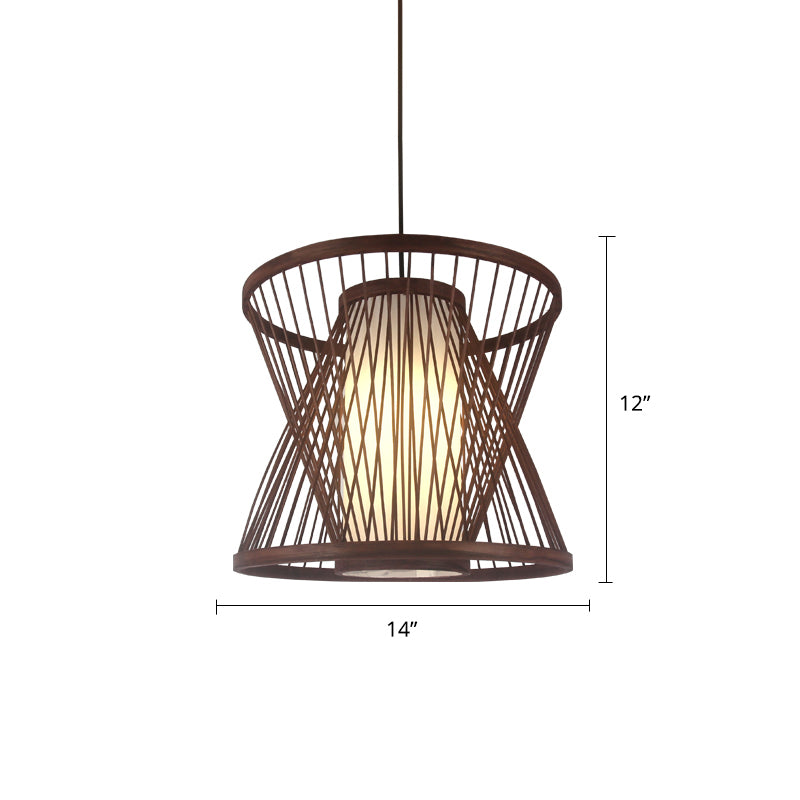 Weaving Restaurant Affermazione Bamboo Bamboo Single Modern Impiccance Light in Coffee