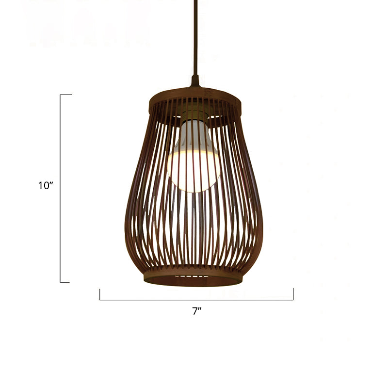 Weaving Restaurant Affermazione Bamboo Bamboo Single Modern Impiccance Light in Coffee