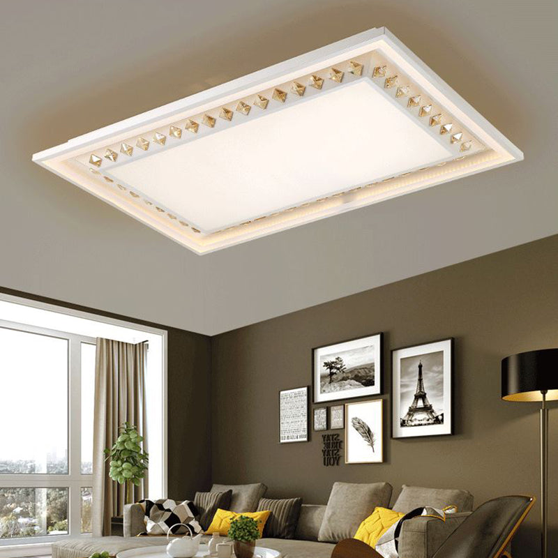 Minimalistische LED plafond lichte armatuur Rechthoekige Crystal Flush Mount Verlichting in het wit