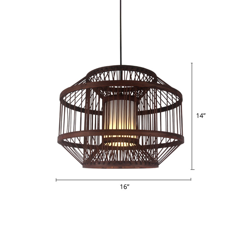 Weaving Restaurant Affermazione Bamboo Bamboo Single Modern Impiccance Light in Coffee