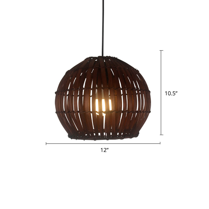 Weaving Restaurant Affermazione Bamboo Bamboo Single Modern Impiccance Light in Coffee