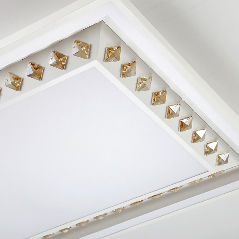 Minimalistische LED plafond lichte armatuur Rechthoekige Crystal Flush Mount Verlichting in het wit