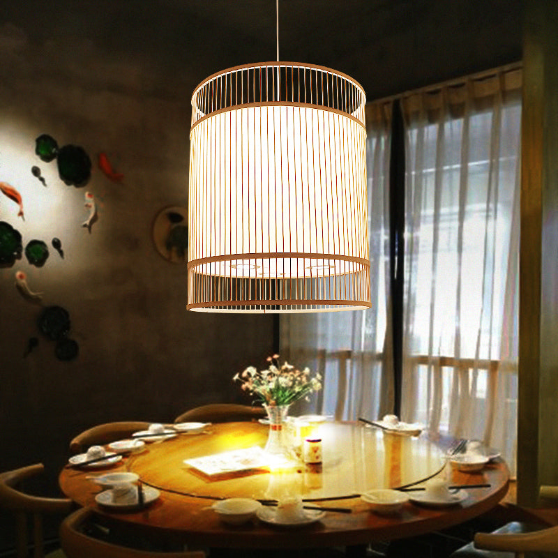 Luce a soffitto in legno Luce asiatica in stile 1 luci di bambù appeso per il ristorante