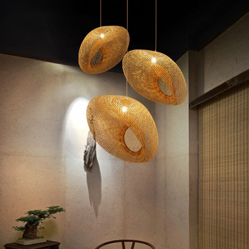 Handmade Restaurant Suspension Light Bamboo 1-Light Simplicity Pendant Light in Wood
