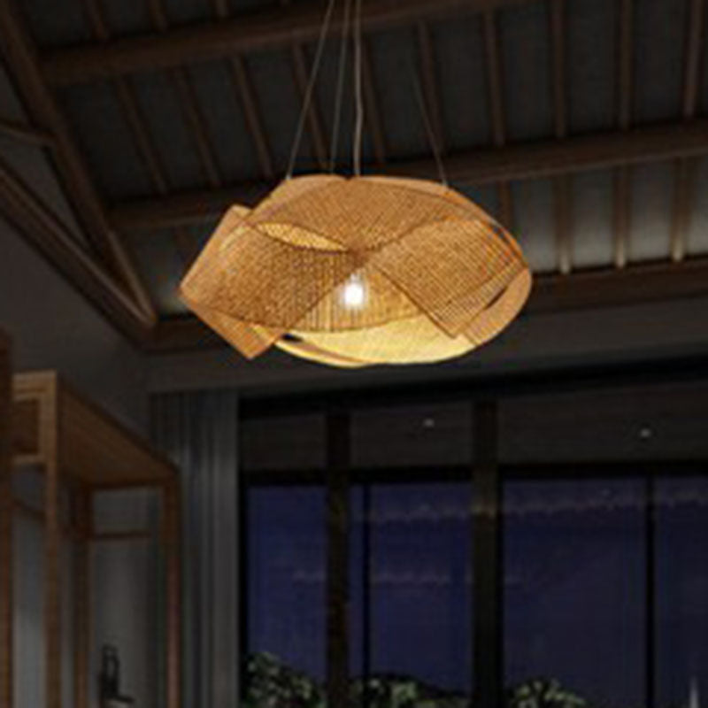 Sospensione a spirale Bamboo Light Susticity Light fissa in legno per sala da tè