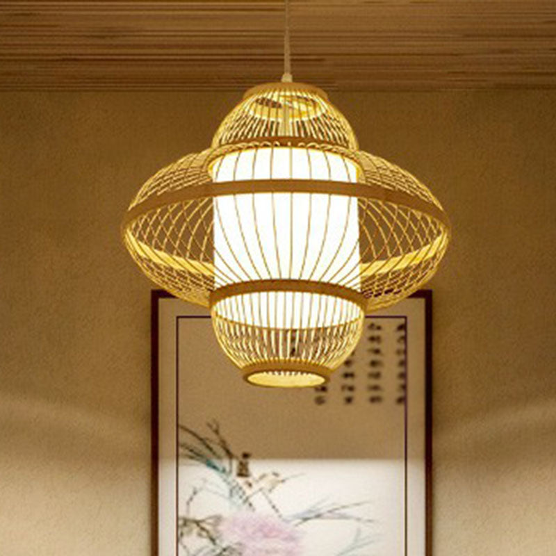 Luce a soffitto a lanterna Modern Bamboo Restauranti a sospensione Luce a sospensione in legno