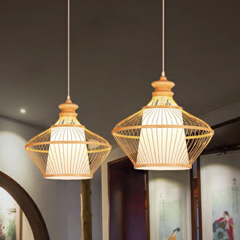 Curvy Tea Room a sospensione Bamboo Bamboo Single South-East Asia Suspension Lampone