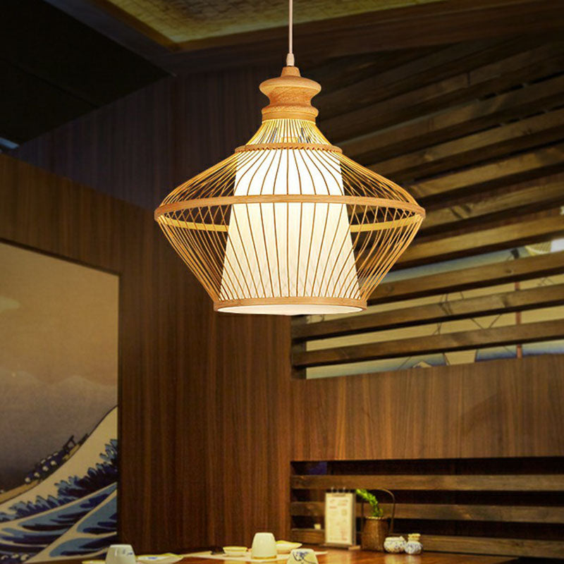 Curvy Tea Room a sospensione Bamboo Bamboo Single South-East Asia Suspension Lampone