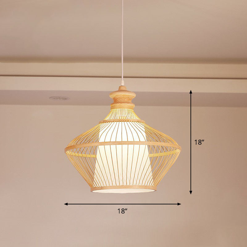 Curvy Tea Room a sospensione Bamboo Bamboo Single South-East Asia Suspension Lampone